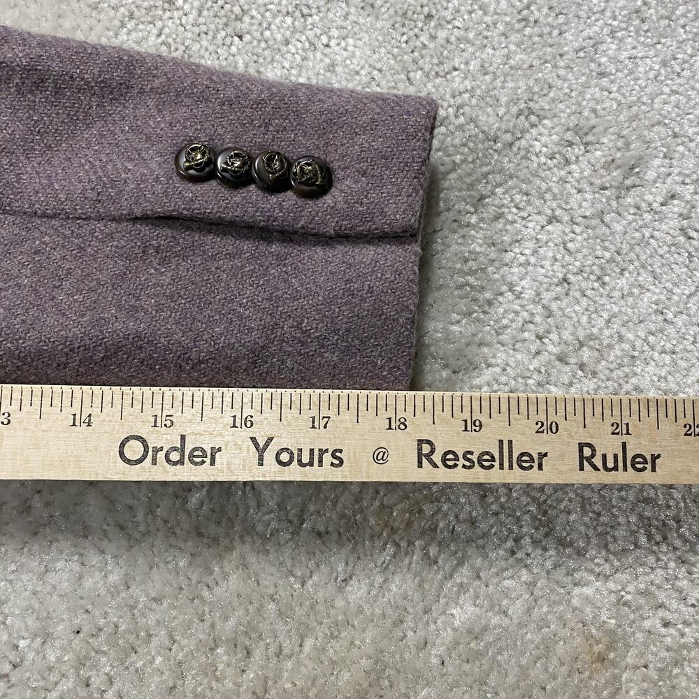 Lauren Ralph Lauren Blazer Jacket Womens 12P Purple Wool Tweed Herringbone - Picture 8 of 8